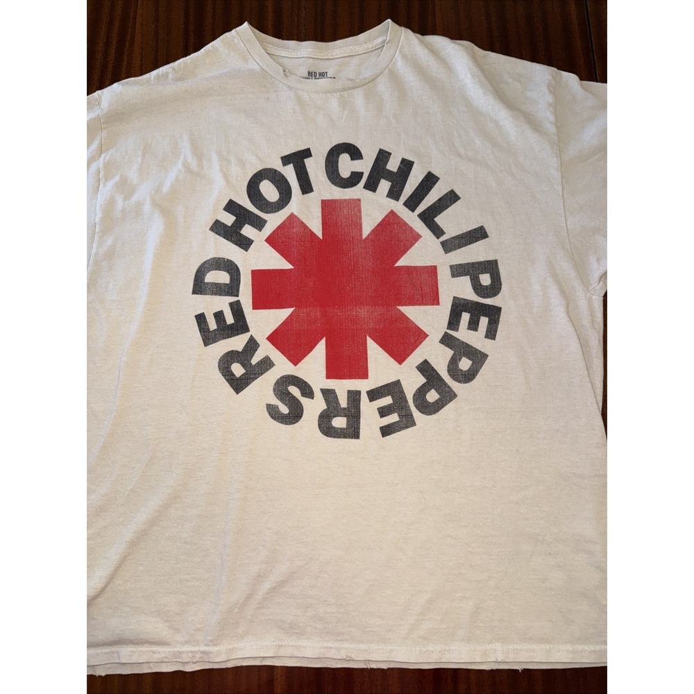 Red Hot Chili Peppers T-Shirt Size L/ XL  Asterisk Logo Graphic Band Distressed